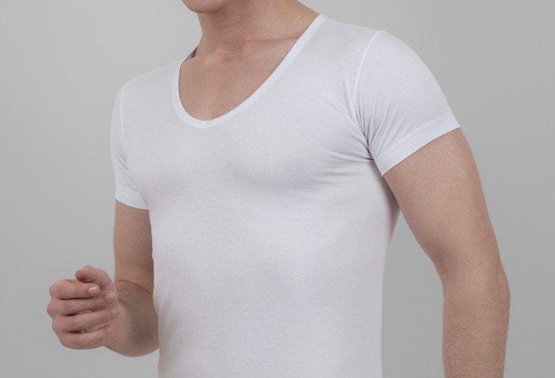 Men's Half Sleeve V Neck Single Jersey 90% Cotton grey 1022