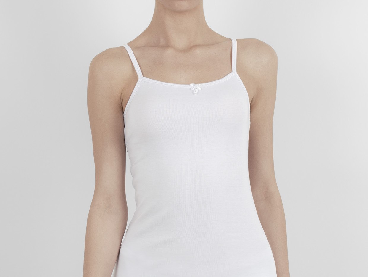 Women's Underwear Camisole Satin Rib-100% Cotton White 6104