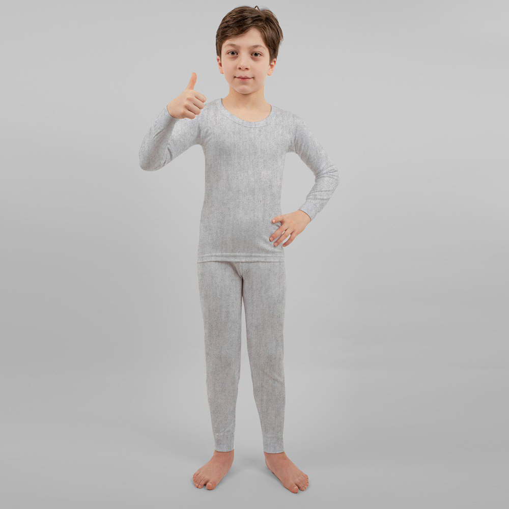 Boy's Thermal Underwear Set 90% Cotton  grey 2429