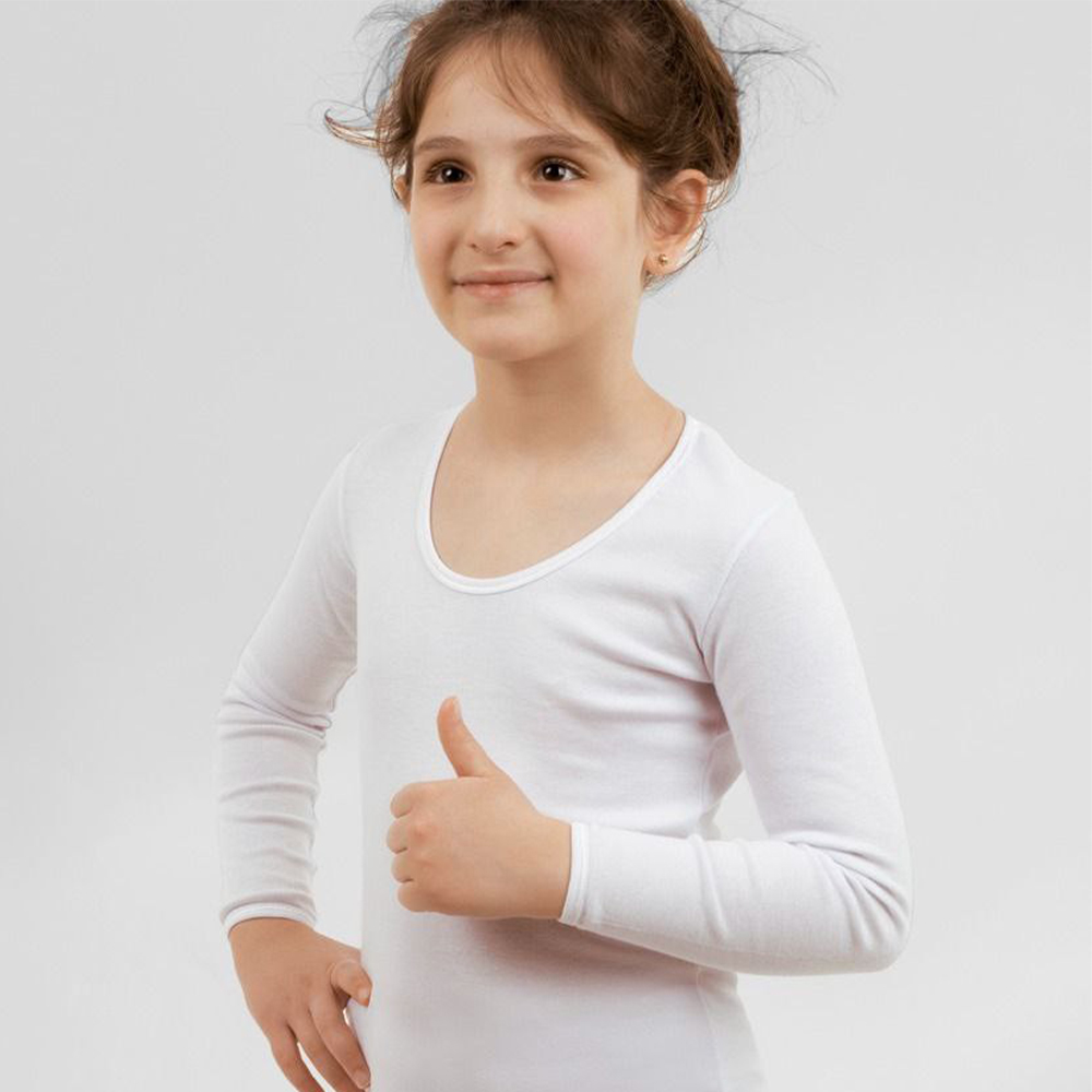 Girl's O-Neck Undershirt 100%Cotton White 7010