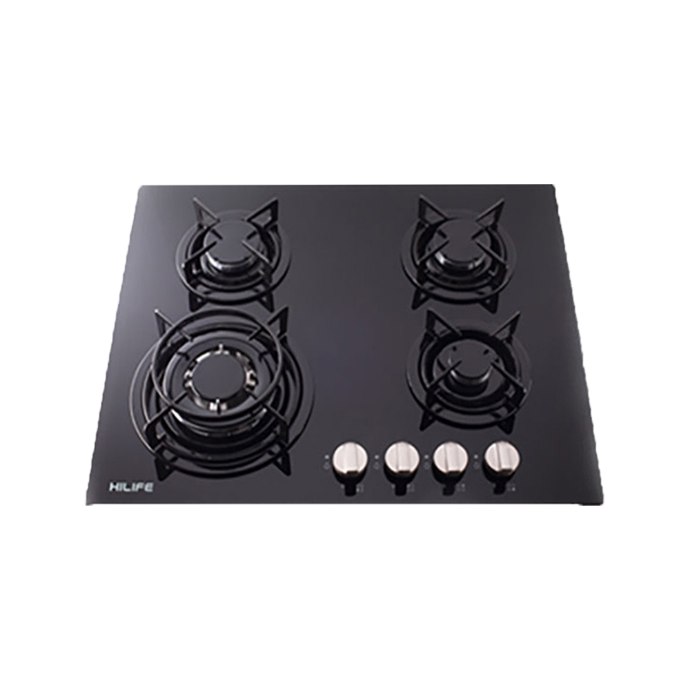 HiLife - Built-in Hob 60cm 3Gas Burners Black Glass HL63G-1T-V-H